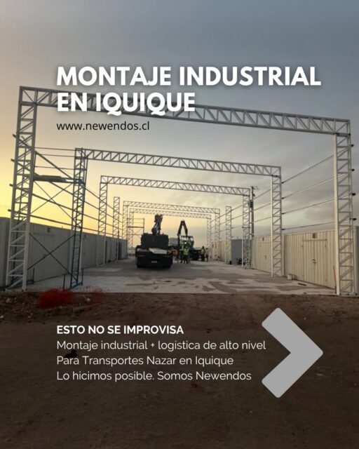 Esto no se improvisa.

Cuando Transportes Nazar nos confió el montaje de su nuevo galpón en Iquique, sabíamos que el desafío era doble: estructura industrial de gran escala + una logística que no podía fallar.

Puerto, ciudad, clima costero y plazos que no esperan. Cada tonelada de acero, cada maniobra y cada día en obra fue planificado al milímetro.

El resultado: un centro de operaciones 100% funcional, montado sin atrasos y con 0 accidentes. Porque en Newendos no entregamos excusas. Entregamos obras.

Desliza y mira cómo se levanta la infraestructura que mueve al norte ➡️

¿Tu empresa necesita un galpón, bodega o estructura industrial en la zona norte?
Hablemos de tu proyecto.
Cotiza directo en el link de la bio o escríbenos por DM. Respuesta en 24h.

@transpnazar gracias por la confianza 🤝

#Newendos #GalponesIndustriales #Iquique #ConstruccionIndustrial #MontajeIndustrial #Logistica #EstructurasMetalicas #TransportesNazar #ObrasNewendos #Tarapacá #Infraestructura #NorteDeChile #HechoEnChile #IngenieriaChilena