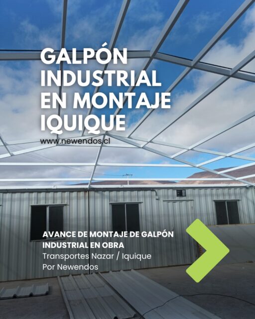 👉 Galpón industrial en Iquique | Avance de obra Newendos para Transportes Nazar @transpnazar 

Seguimos con el montaje de galpón industrial en Iquique para Transportes Nazar. 

Seguimos ejecutando infraestructura para operación logística a nivel nacional.

#galponindustrial #transportesnazar #newendos
